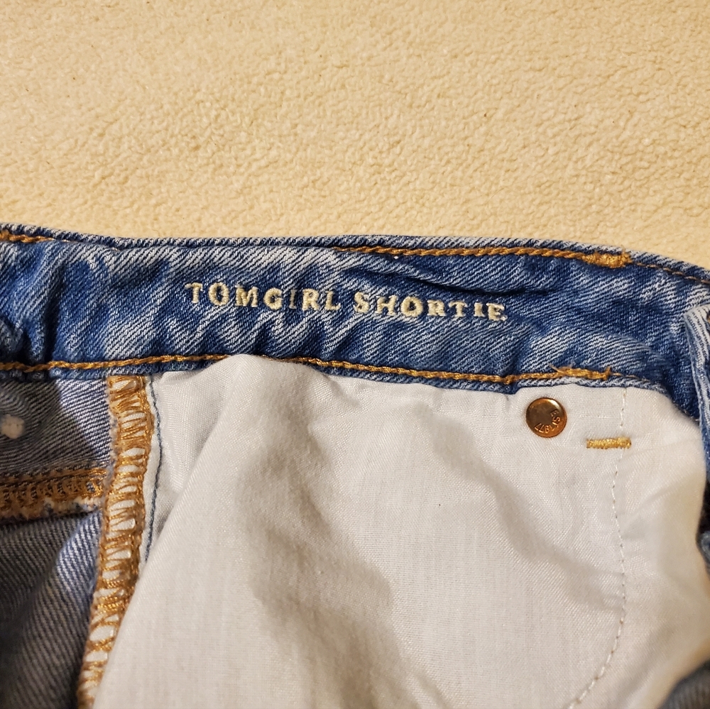 American Eagle Outfitters Tomgirl Shortie Distressed Denim Shorts - Picture 3 of 4